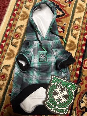 DIXXON Green & Black Plaid Dog Pullover Hoodie